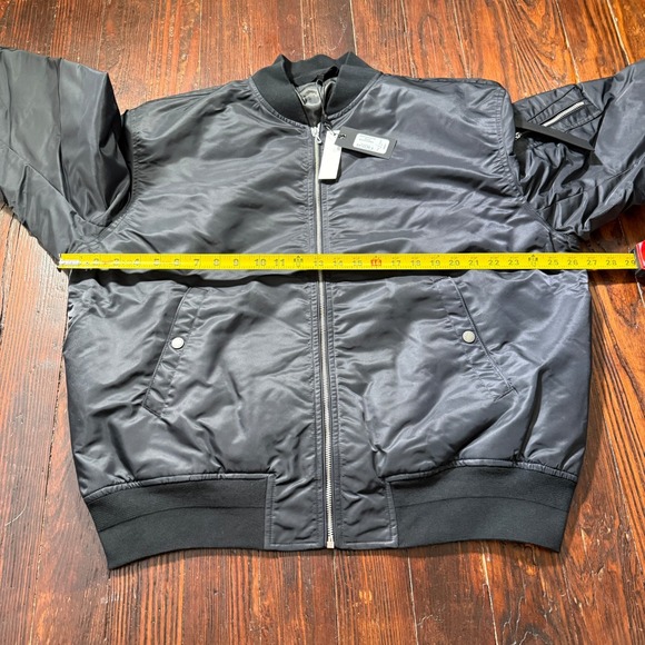 RAG & BONE Bomber Jacket Mens Large Black Zip Up Recycled Nylon Mason $598 - Picture 6 of 13